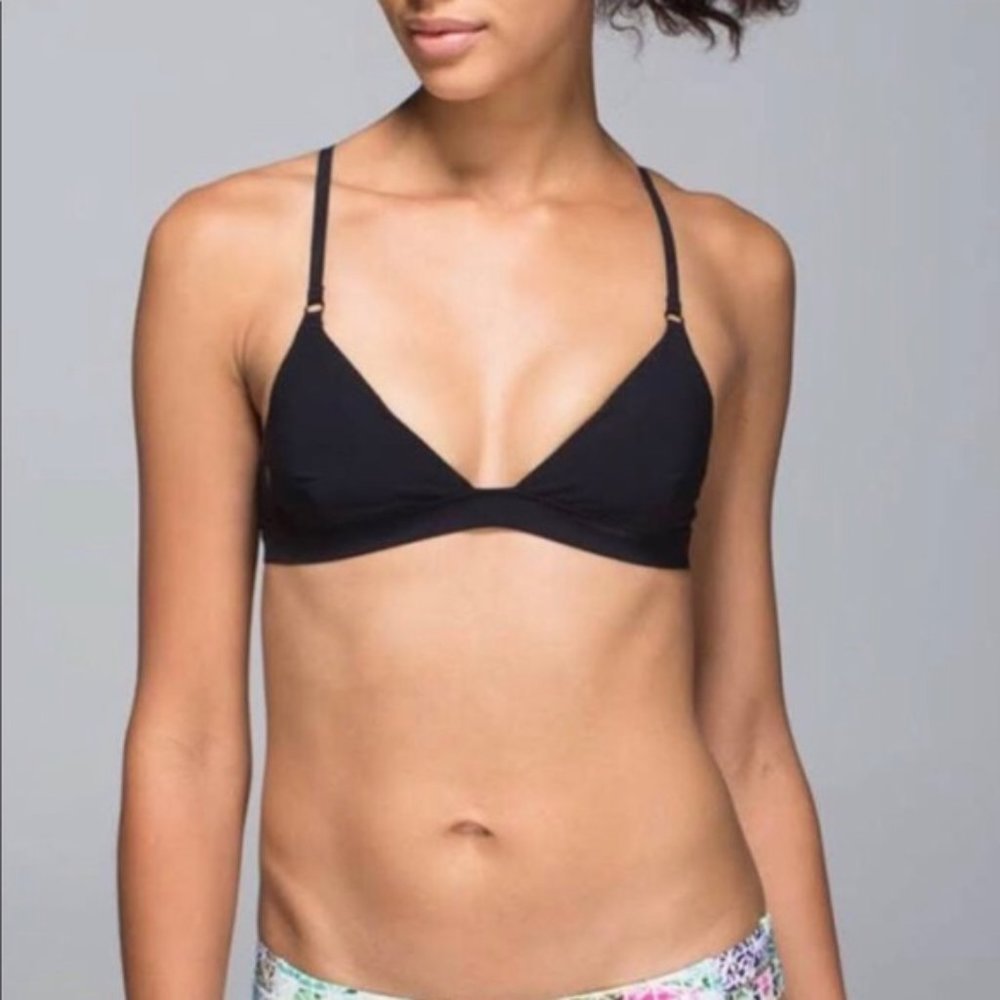 NWT Lululemon Women's Size 4 Shanti Surf Triangle Top Black UPF 50 A/B Cup Yoga